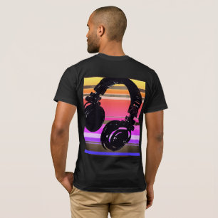 T-shirt cool pour DJ, casque à rayures
