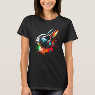 T-shirt Cool Rabbit Casque de Pâques Musique Art Noël B