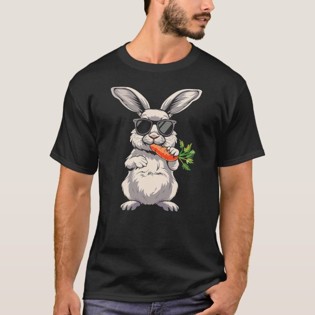 T-shirt Cool Rabbit Face With Sunglasses Carrot Bunny For  (Devant)