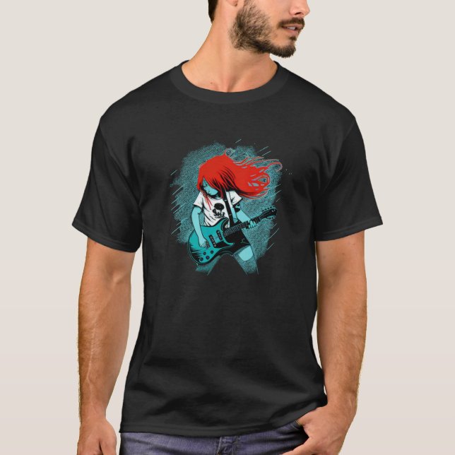T-shirt Cool red haired Rock n Roll Girl (Devant)