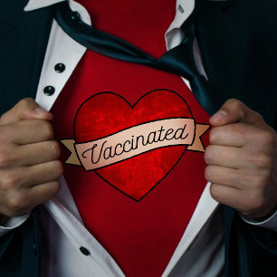 T-shirt Cool Retro Amusant Coeur Rouge Avec Bannière Vacci