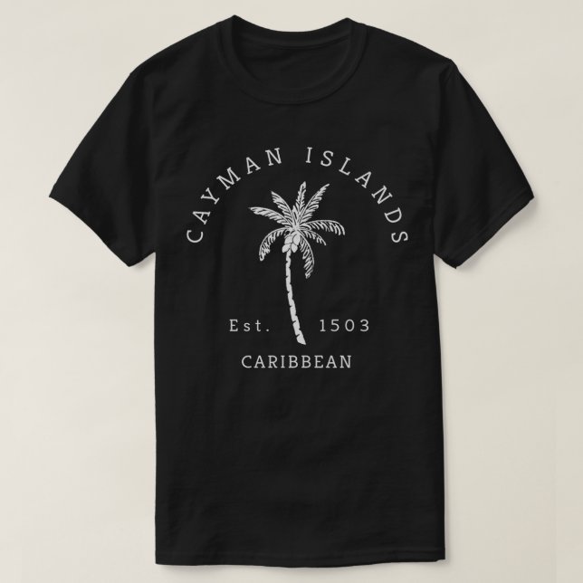T-shirt Cool rétro Îles Caïmans Palm Tree Art novateur (Design devant)
