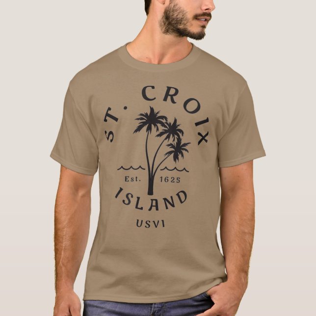 T-shirt Cool rétro St Croix USVI Beach Palm Tree (Devant)
