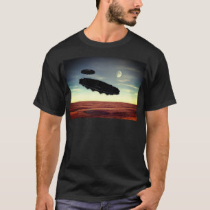 T-shirt Cool Retro UFO Saucer Mens Noir