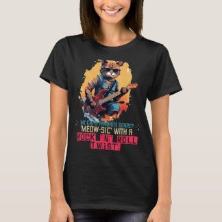T-shirt Cool Rock'n Chat avec guitare électrique et Sungla