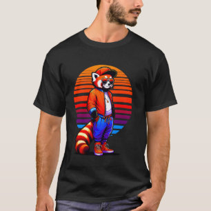 T-shirt Cool Rouge Panda Moderne Style urbain Coucher de s