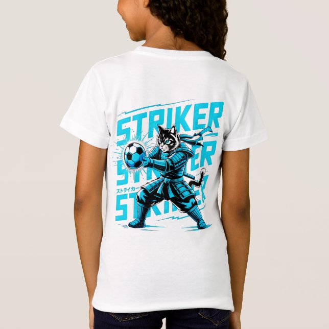 T-Shirt  Cool Samurai Cat Soccer Striker - Gift for soccer (Dos)