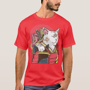 T-shirt Cool Samurai Warrior Cat l Funny Japonais Art grap