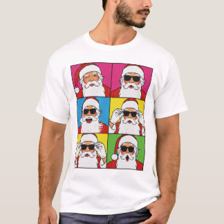 T-shirt Cool Santa Claus Pop Art with Sunglasses - Retro C
