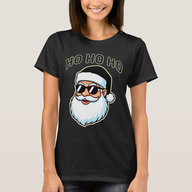 T-shirt Cool Santa In Black Hat Sungles Graphic 2  (Devant)