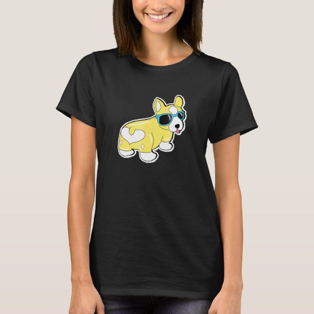 T-shirt Cool Shades Corgi Butt Chien (Devant)