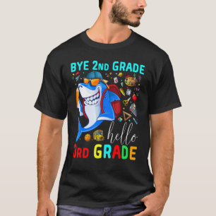 T-shirt Cool Shark Goodbye 2e grade Graduation Bonjour 3e