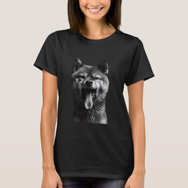 T-shirt Cool Shiba Inu Sticking Tongue Out Jouer Défiance (Devant)