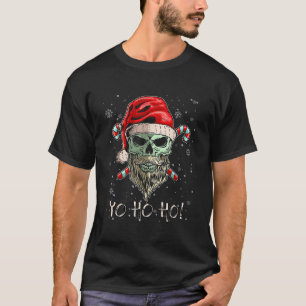 T-shirt Cool Skull Beard Père Noël Pirate Christmas Jolly 