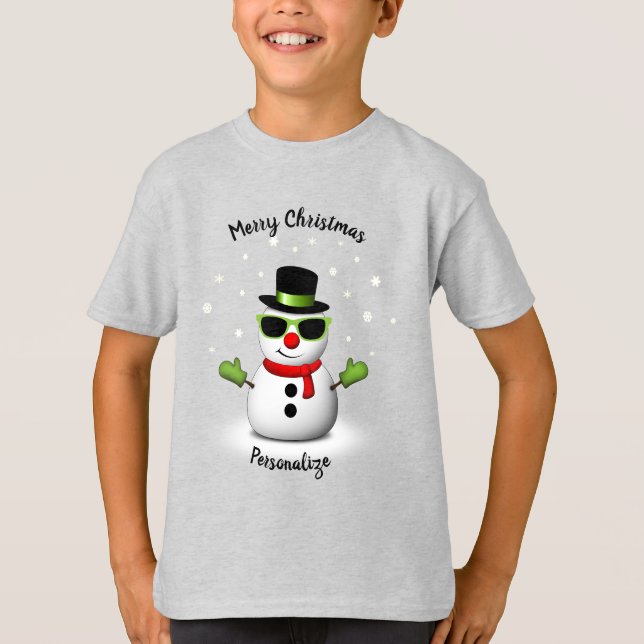 T-shirt Cool Snowman Adorable Smirk Noël Personnaliser (Devant)