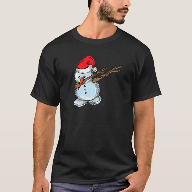 T-shirt Cool Snowman Dab Dabbing Dancing Christmas Xmas Pa (Devant)
