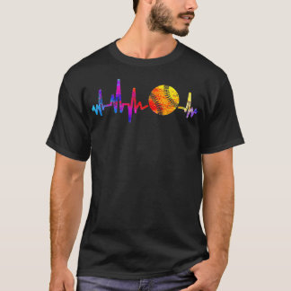 T-shirt Cool Softball Heartbeat Couleur Hommes Femmes Soft