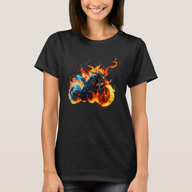 T-shirt Cool sporty Motorcycle on Fire (Devant)