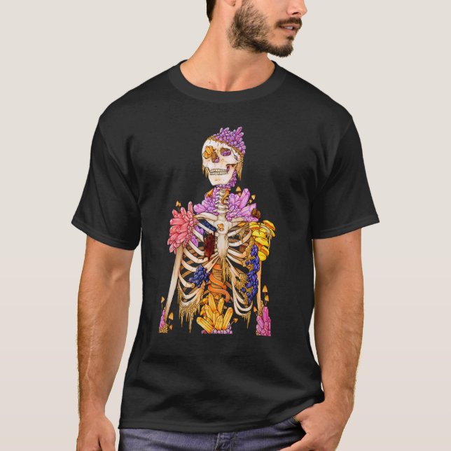 T-shirt Cool Squelette Plante Nature Cristal Champignons G (Devant)