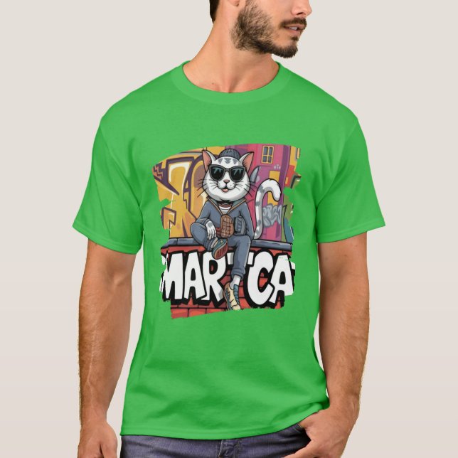 T-shirt Cool Street Cat Hip Hop Graffiti Urban Style Cat D (Devant)
