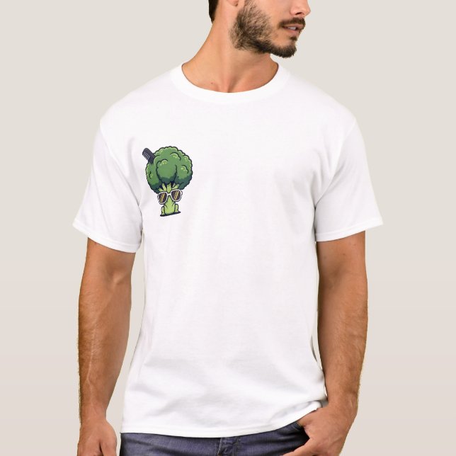 T-shirt Cool Stylish Broccoli Character With Sunglasses (Devant)