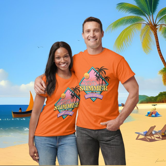 T-shirt cool Summer beach état mental mot art unisex (Créateur téléchargé)