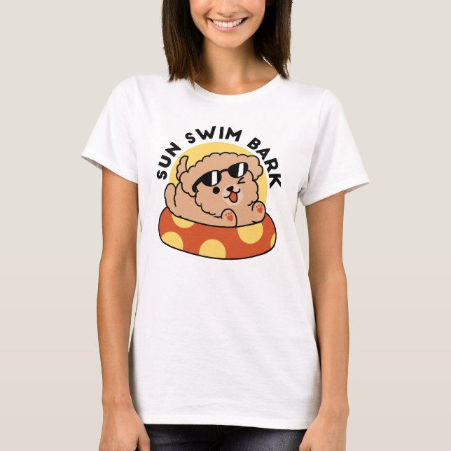 T-shirt Cool Summer Chien Flottant - Jolie Puppy Pool Part (Devant)