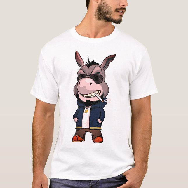 T-shirt Cool Tabagisme Dessin animal âne (Devant)