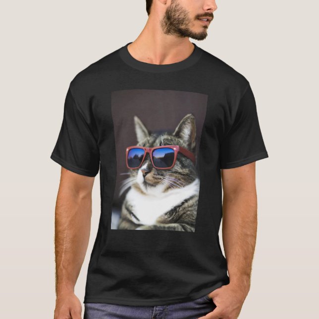 T-shirt Cool Tabby Chat Portant des lunettes de soleil (Devant)