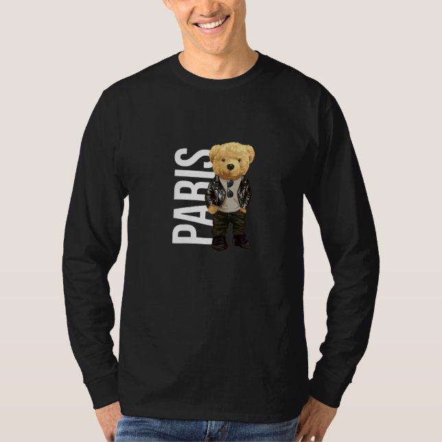T-shirt Cool Teddy Bear Boy Paris Style Illustration Graph (Devant)