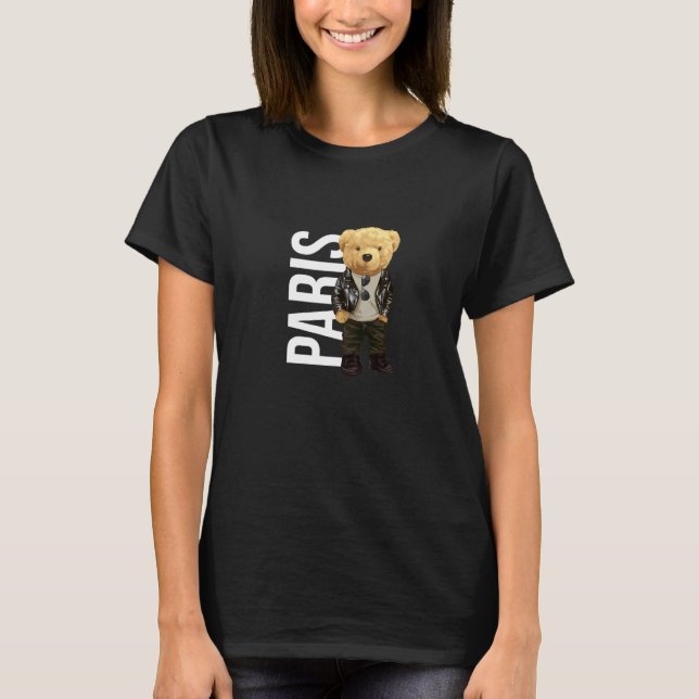 T-shirt Cool Teddy Bear Boy Paris Style Illustration Graph (Devant)