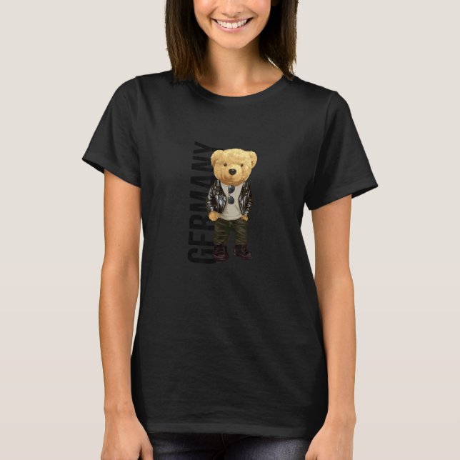 T-shirt Cool Teddy Bear in German Style Illustration Graph (Devant)