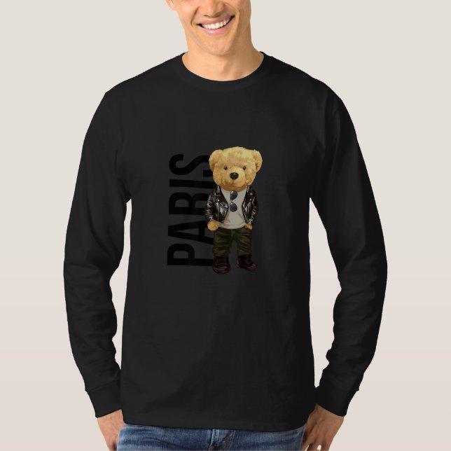 T-shirt Cool Teddy Bear in Paris France Illustration Graph (Devant)