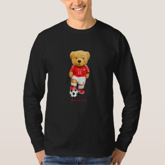 T-shirt Cool Teddy Bear Soccer Kick Off Style Illustration