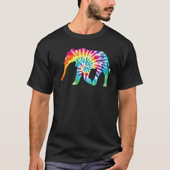 T-shirt Cool Tie Dye Elephant Animal Amphibien Hippie Frog (Devant)