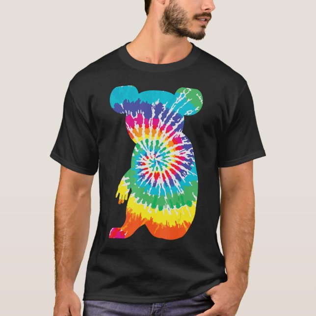 T-shirt Cool Tie Dye Koala arc-en-ciel Imprimer Animal Hip (Devant)