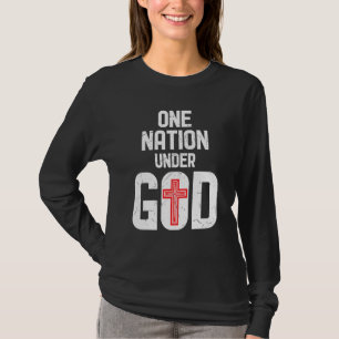 T-shirt Cool Une Nation Sous Dieu Religion Croix Rouge Act