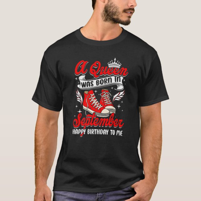 T-shirt Cool Une Reine Est Née En Septembre Femmes Filles  (Devant)