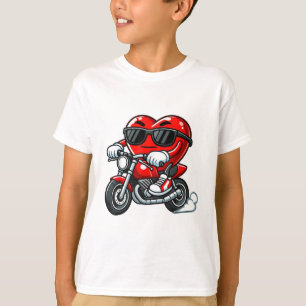 T-shirt Cool Valentine's Day Heart Driving Motorbike Rider