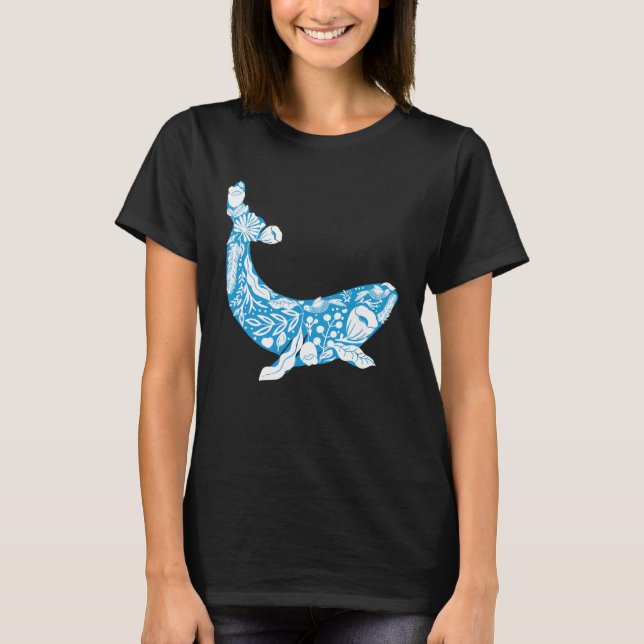 T-shirt Cool Whale Made Of Nature Elements Ocean (Devant)