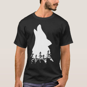 T-shirt Cool Wolf Silhouette Forest Wild Howd