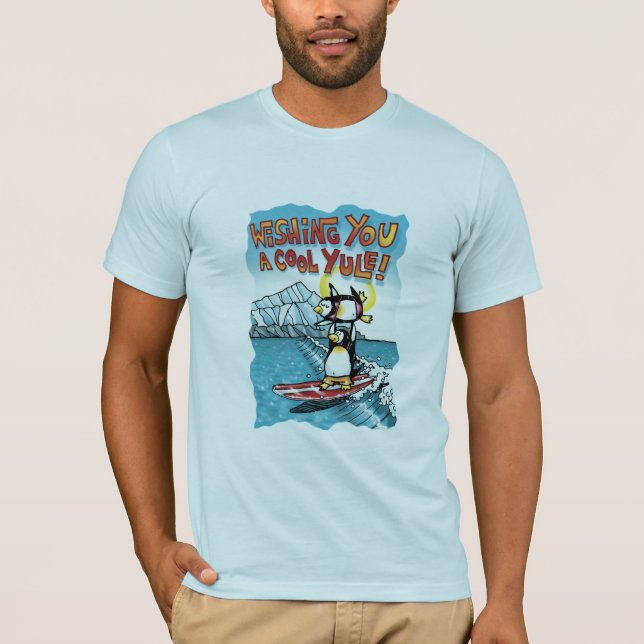 T-shirt Cool Yule Tandem Surf Penguins Hawaiiens (Devant)