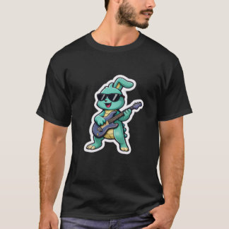 T-Shirt – Cooler Gitarren-Hase Cartoon 