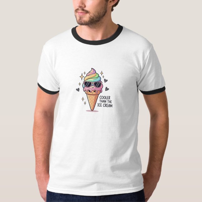 T-shirt Cooler Than Ice Cream Pun (Devant)