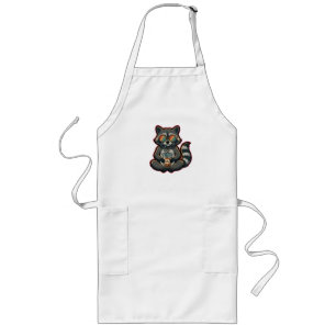 T-Shirt Cooler Waschbär trinkt Hafermilch-Eiskaffe Lange Schürze
