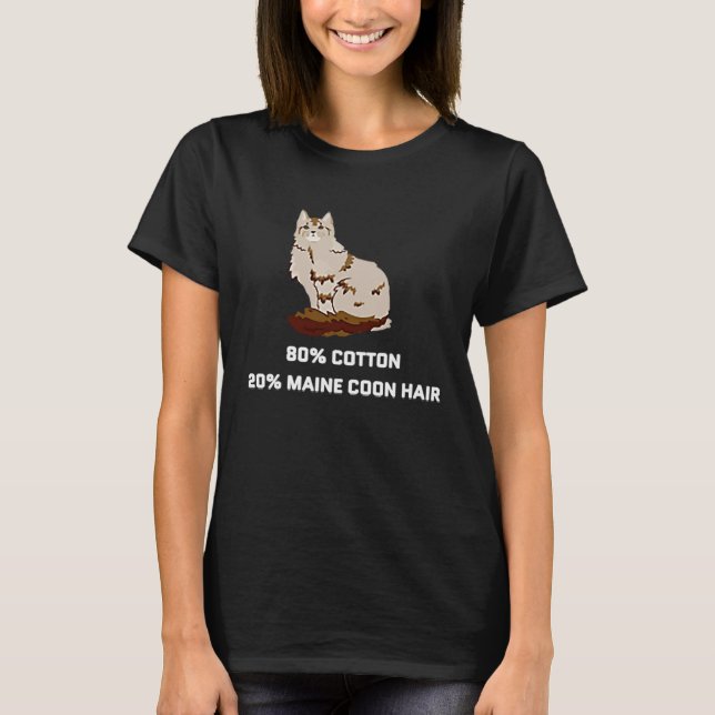 T-shirt Coonie cat dire 80 coton 20 Maine Coon cheveux (Devant)