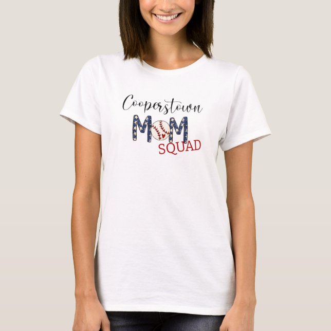 T-shirt Cooperstown NY Baseball Maman Squad Cute Sport Mam (Devant)