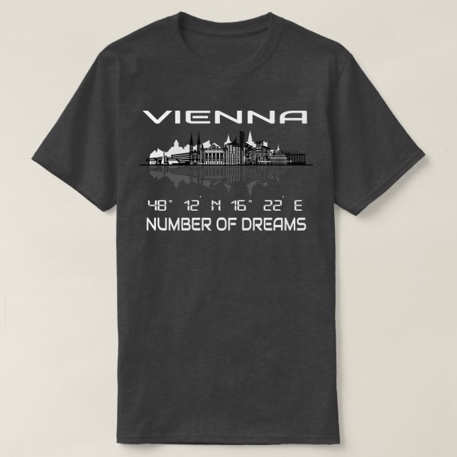 T-shirt Coordonnées GPS Capitale Vienne Skyline 2 (Design devant)