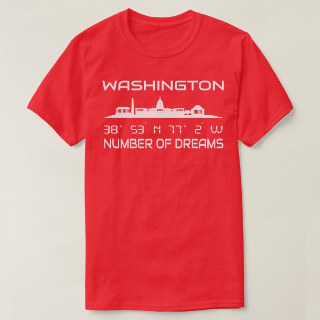 T-shirt Coordonnées GPS Capitale Washington DC Skyline 2 (Design devant)