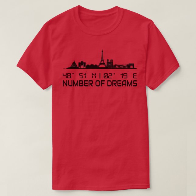 T-shirt Coordonnées Gps Silhouette Skyline Paris (Design devant)